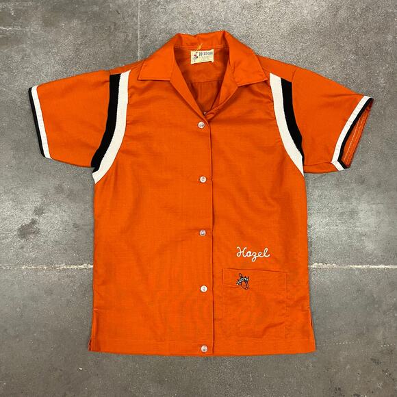 Vintage 50s 60s Hilton Women's Chain Stitch Bowling Shirt Size 30 - Picture 3 of 6